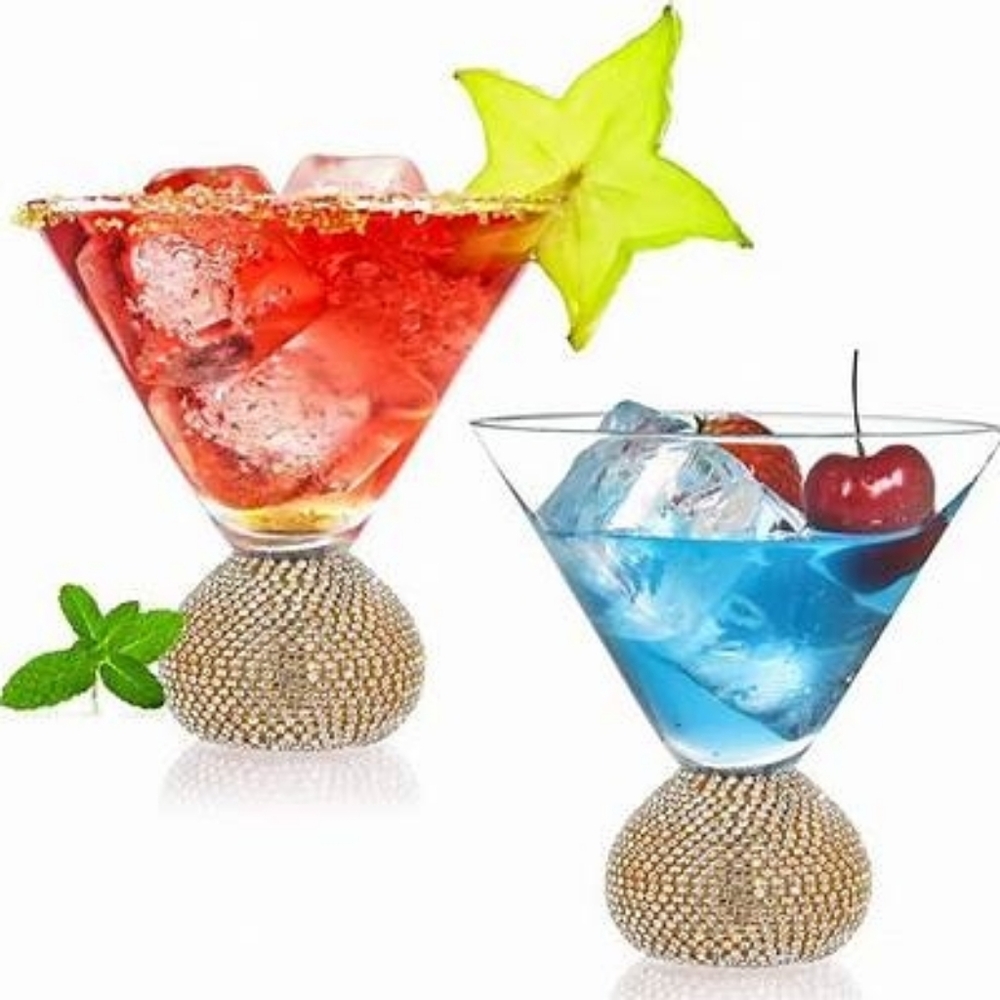 Qualia Glass Bling Martini Barware, Set of 2 - Clear